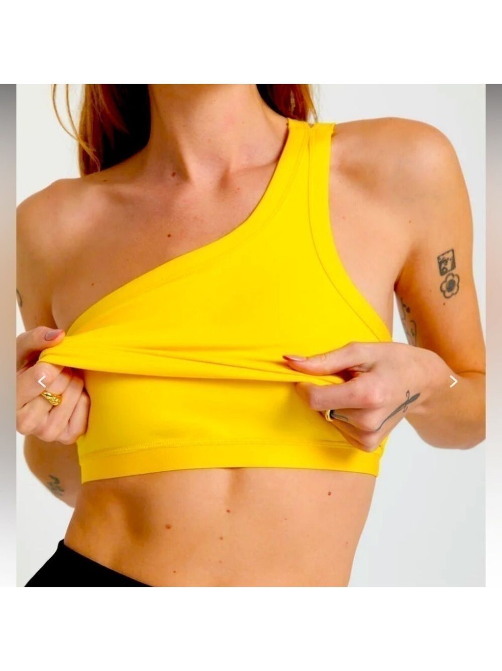 Spiritual Gangster One Shoulder Yellow Tank top bra - Picture 3 of 10
